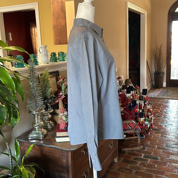 Brooks Brothers Black/white gingham fitted button up shirt sz12 - Picture 3 of 11